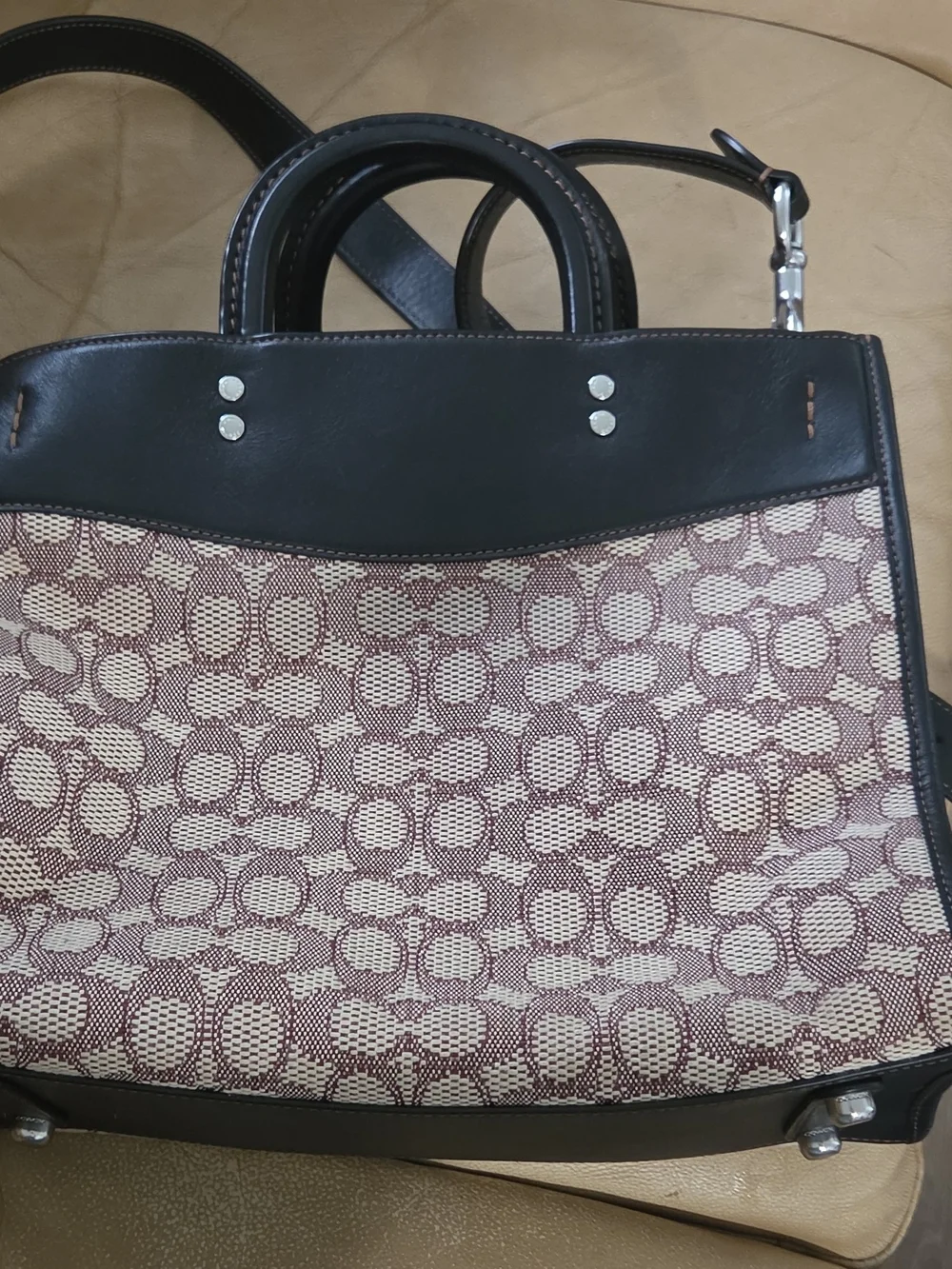 COACH Signature Canvas Tote Bag in Brown and Black